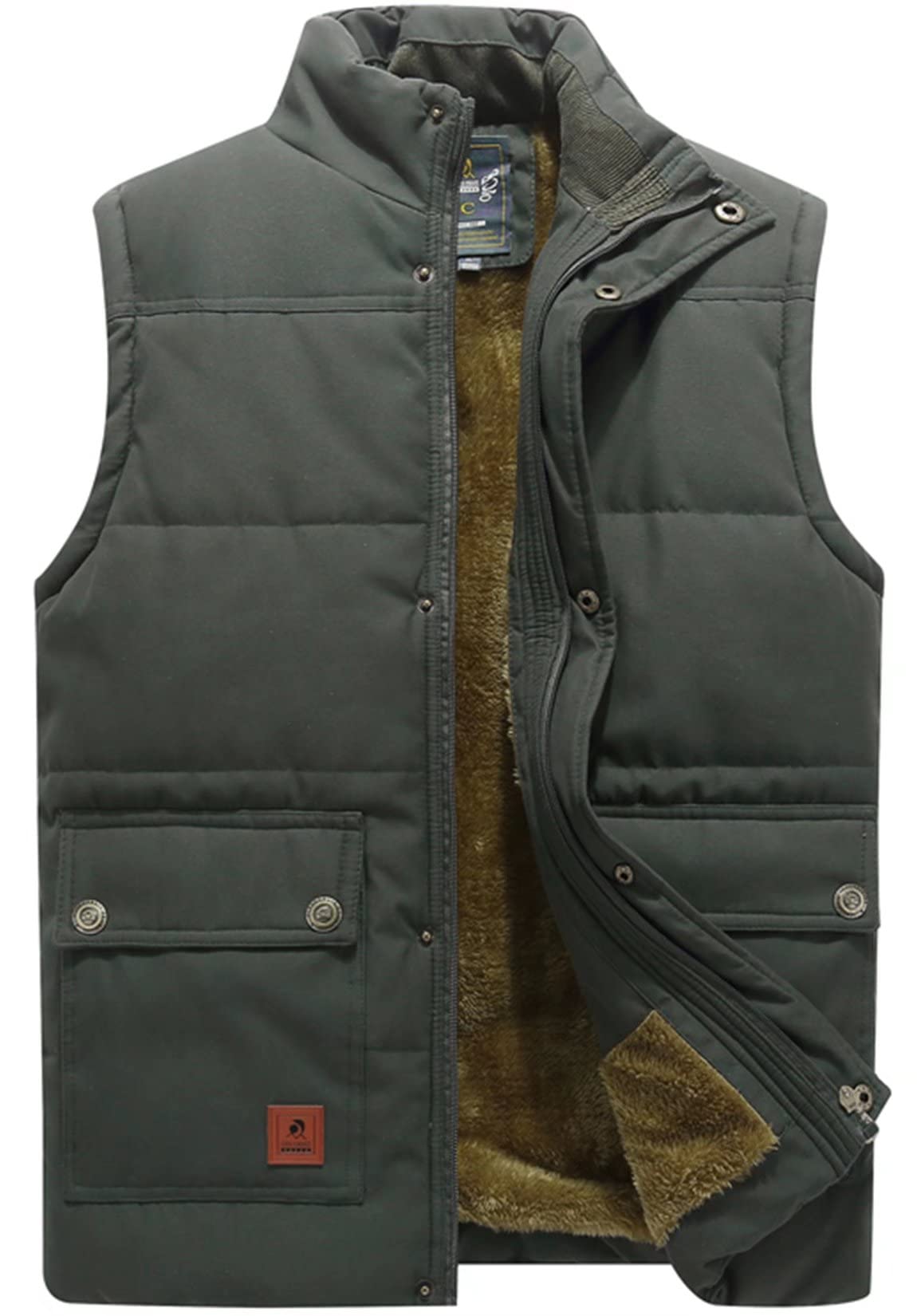 VtuAOL Men's Outerwear Vest for Men Winter Puffer Vests Fleece Lined Outdoor Warm Sleeveless Jackets