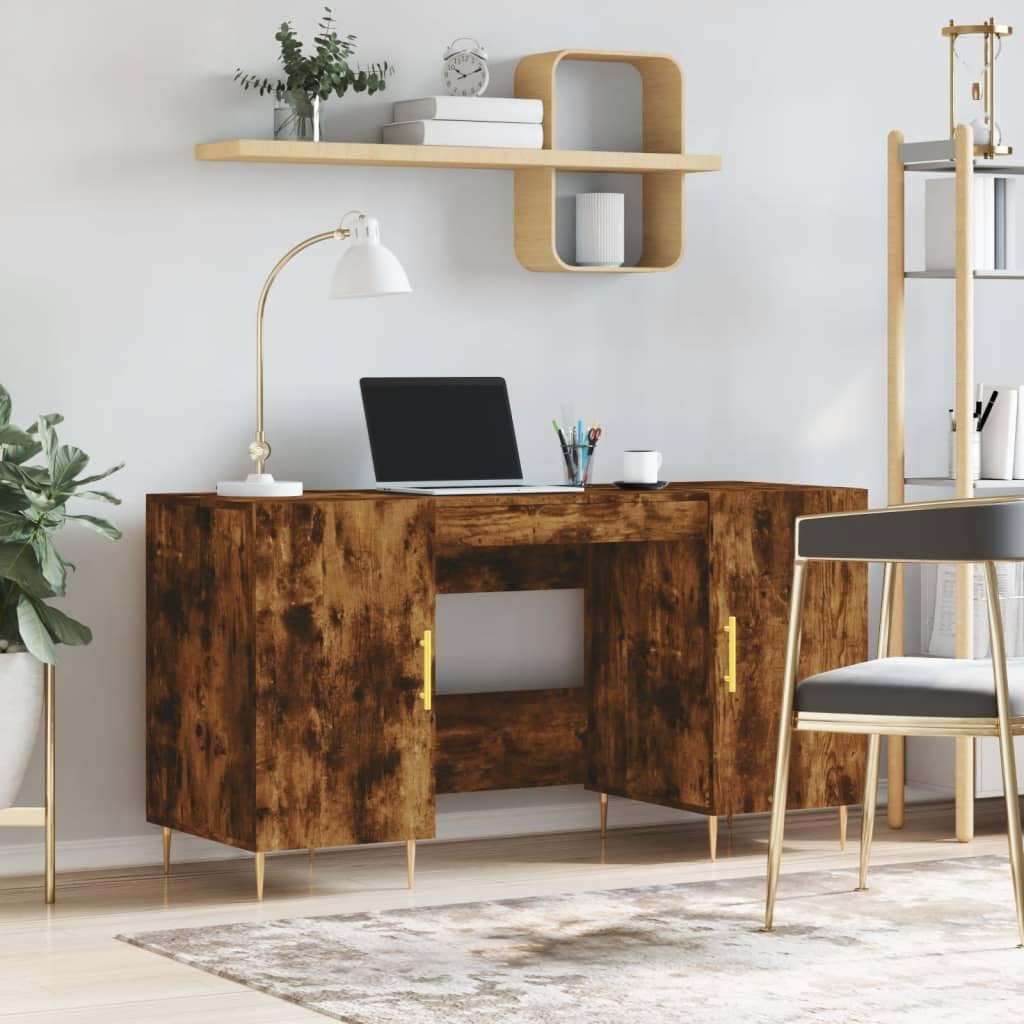 Escritorio 140x50x75 cm Madera Trabajada Roble Ahumado