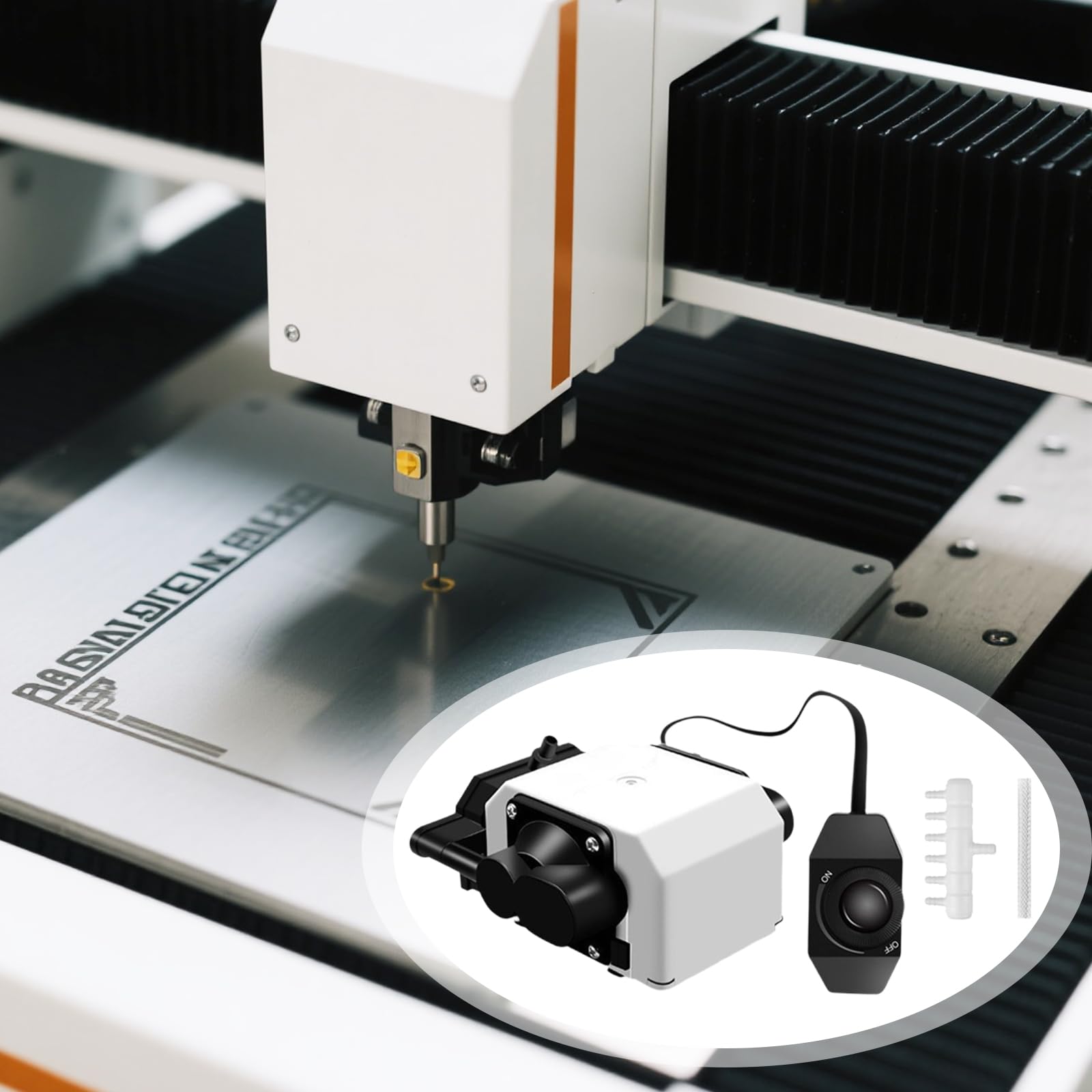 Air Assist Laser, Luftunterstützung für Lasergravierer und Gravierer 55L/min Einstellbarer Luftstrom 25W 220V Luftunterstützungspumpe für Laserschneider Laser Gravur Geräuscharm
