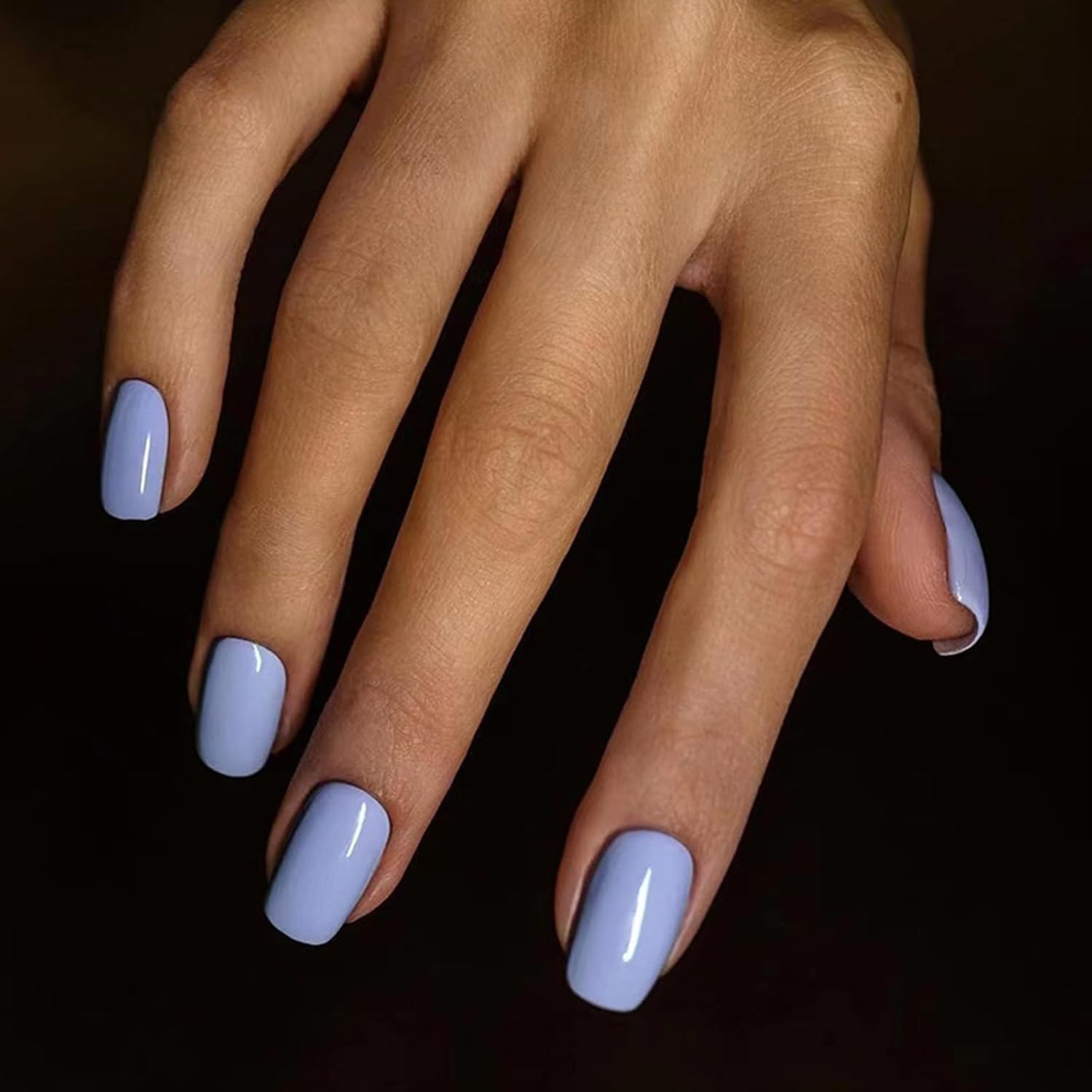 Ceboic Set van 24 korte kunstnagels, om op te plakken, Franse tip, press-on nails, ballerina, volledige dekking, kunstnagels, herbruikbare vingernagels om op te plakken (lavendelpaars)