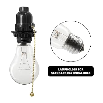 6Pcs E26 Lamp Socket with Pull Chain Switch