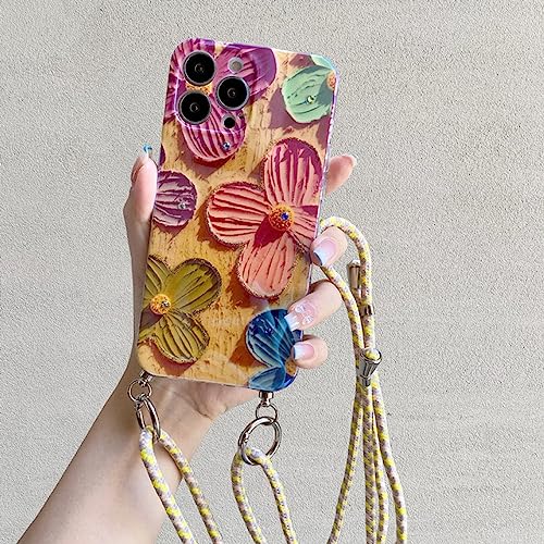 Housse cordon iPhone 11 Pro Max, protection intégrale souple motif fleurs graffiti