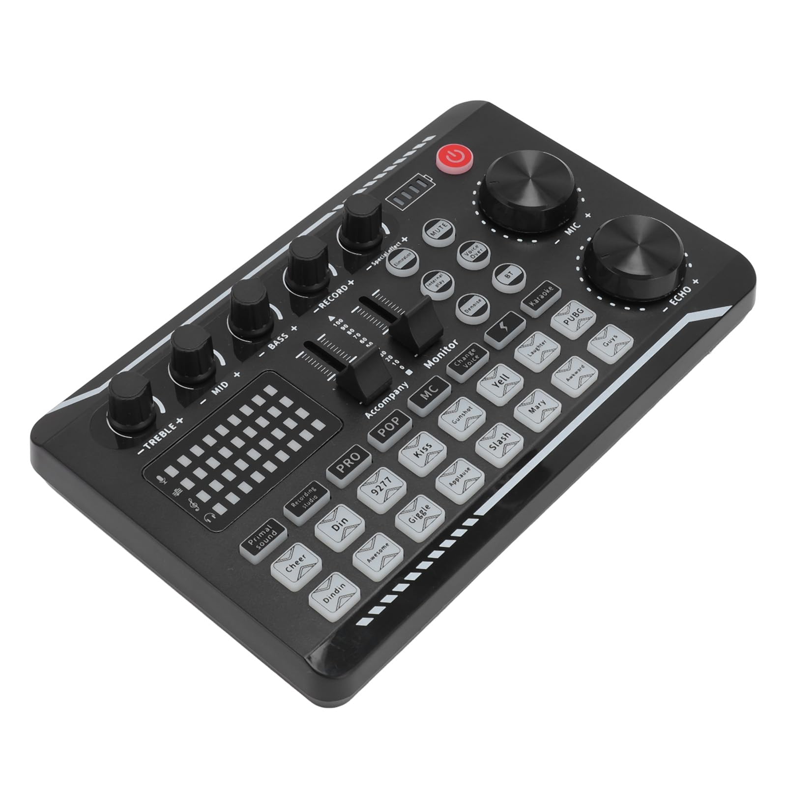 Sound Mixer Card, Live Sound Card, Colorful Lighting, Two Channels, Intelligent Noise Reduction for PC