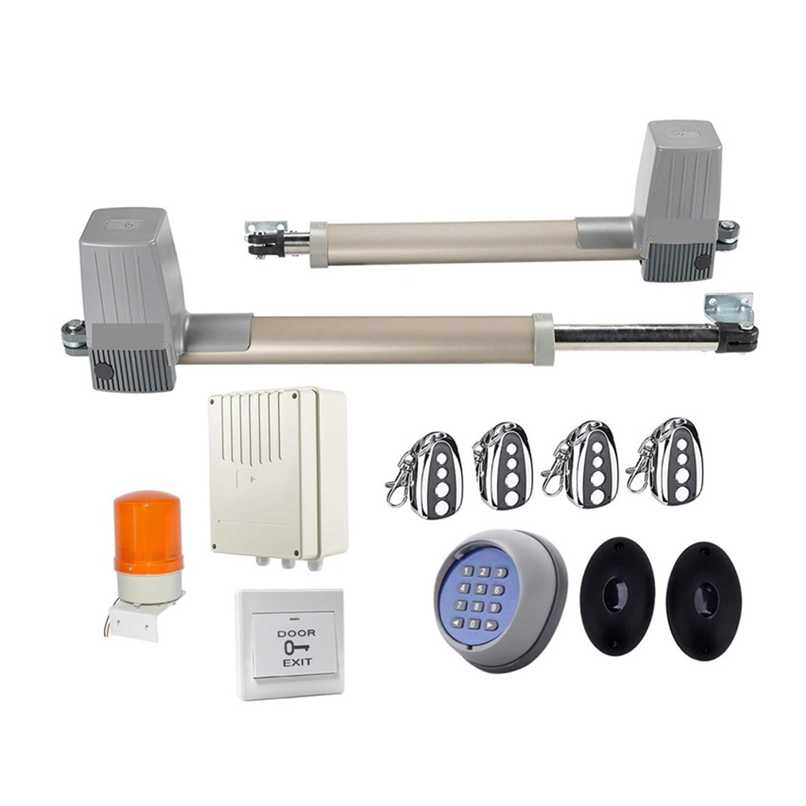 Automatic Gate Opener, DC 300KG 2.5Meter Double Arm Solar Gate Actuator Auto Swing Door Operator Electric 24vdc Opener(Kit8)