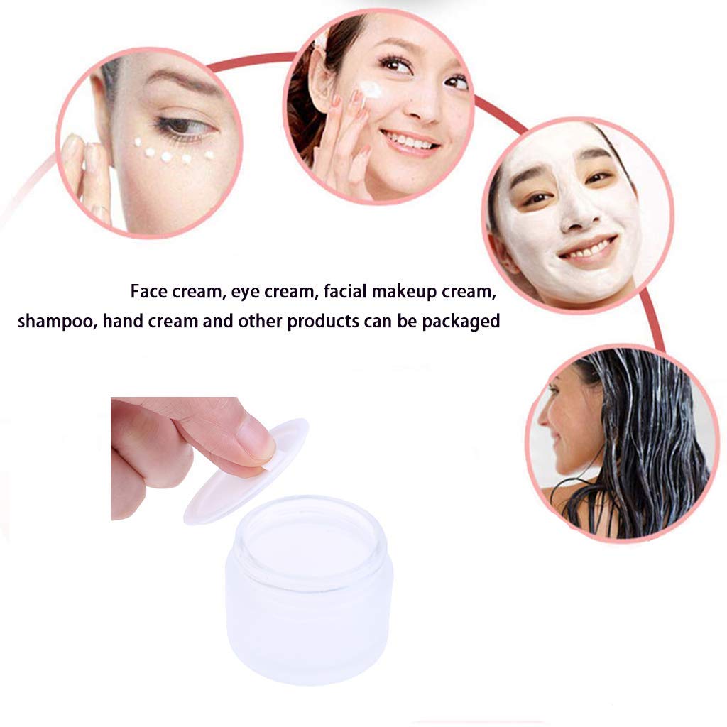 Healthcom 2 Pcs 100 Grams/100 ML Empty Glass Jars Frosted Glass Cosmetic Cream Jar Bottles Pot Wood Grain Lid Refillable Container Cream Box Lotion Face Cream Jar DIY Makeup Lip Balm Eyeshadow : Beauty & Personal Care