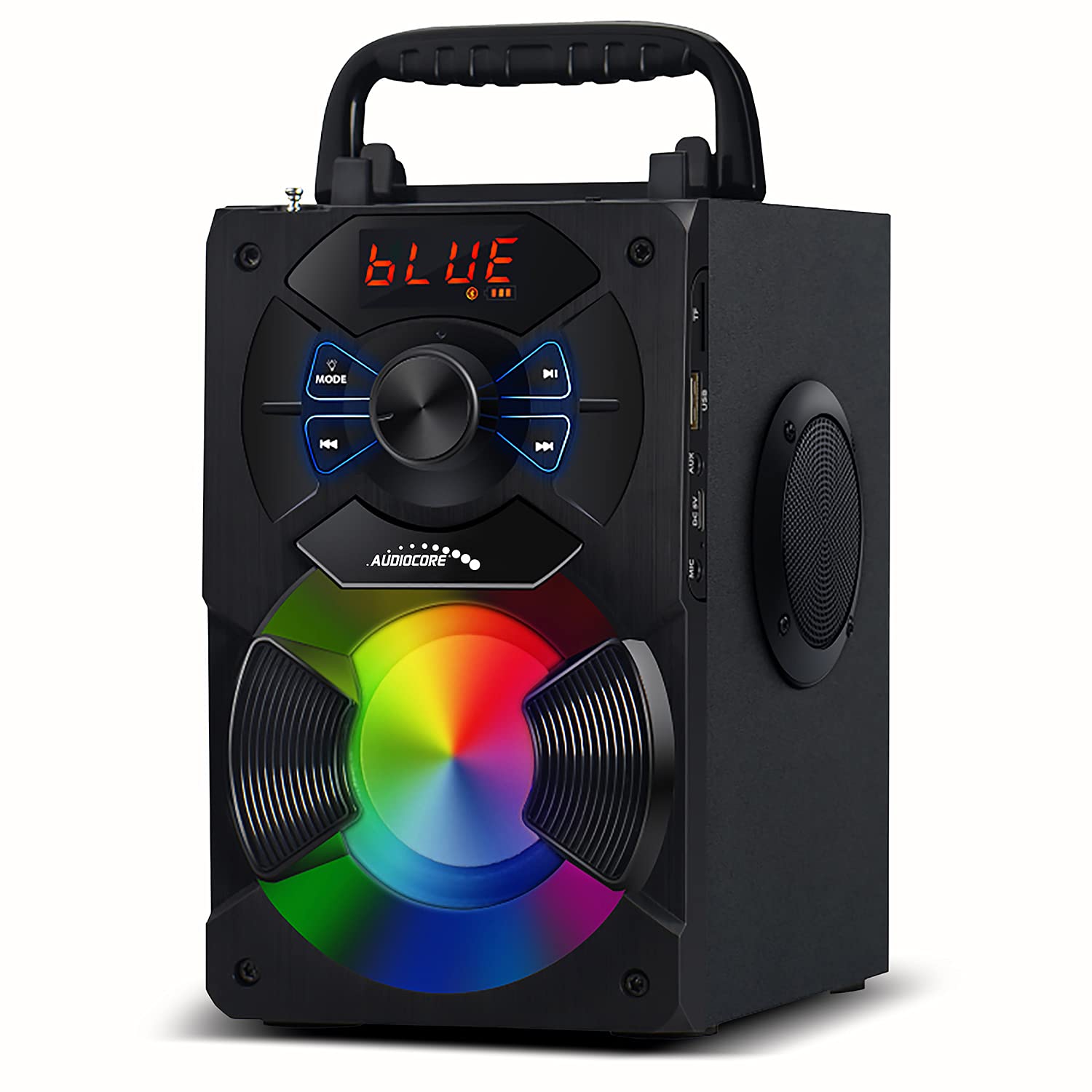 Audiocore AC730 Altoparlante Bluetooth Portatile Speaker 11 watt (5W + 3W x2) schede TF SD AUX Retroilluminazione Telecomando Portamicrofono Carica USB
