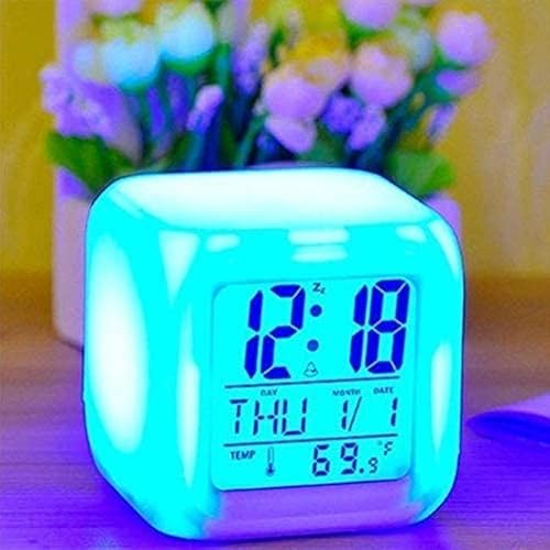Vista 2 de Trjgtas Alarm Clock Night Lights Kids Powered Clocks Table Decor Despertador Changing LED Digital Clock Digital Clocks Wall Clock