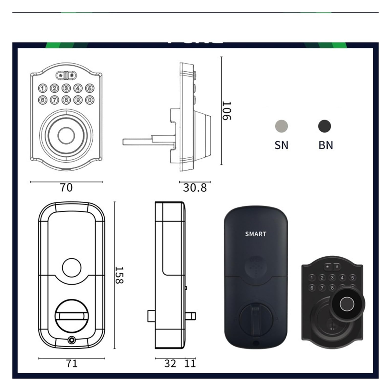 Inteligentny zamek do drzwi, Home Deadbolt Inteligentny zamek Zamek drzwi w stylu amerykańskim z hasłem linii papilarnych do pokoju wewnętrznego