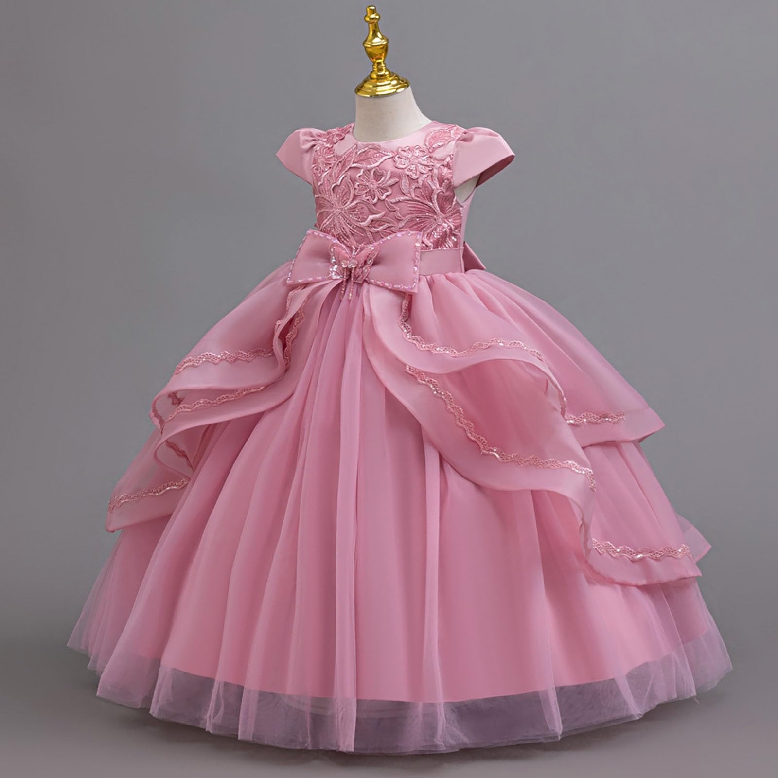 Generisch Vestido de fiesta para niña con lentejuelas y bordados, vestido de fiesta para niños