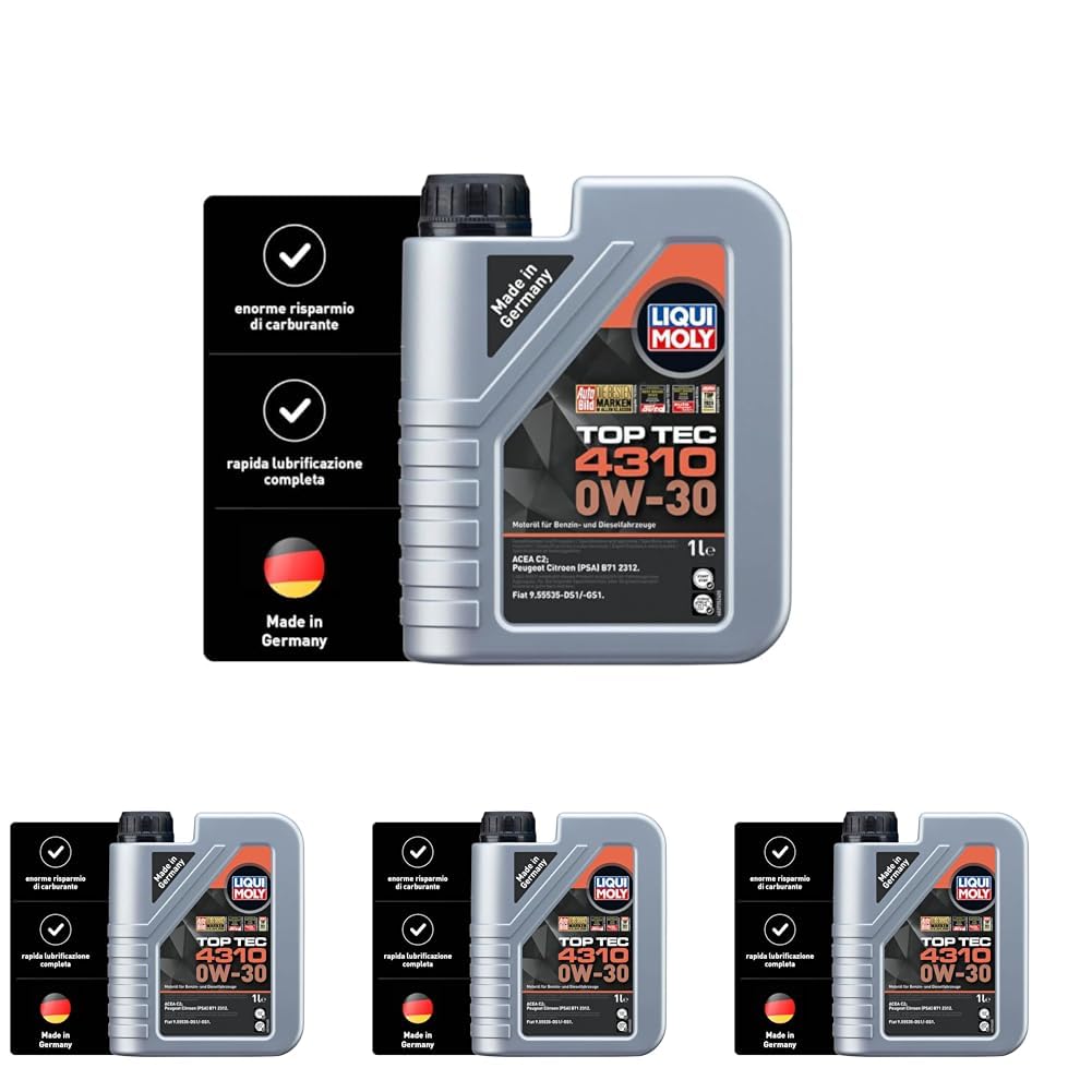 LIQUI MOLY | Top Tec 4310 0W-30 | 1 L | Oli motore | Tecnologia sintetica | SKU: 2361 (Confezione da 4)