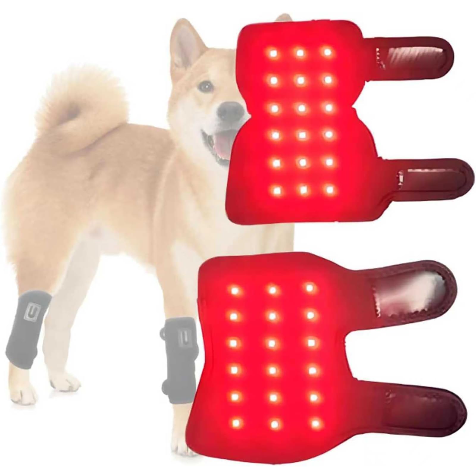 Rodillera Calefactora con Luz Roja Portátil, Almohadilla De Fisioterapia con Luz Roja para Mascotas, Incluye Bandas Delanteras Y Traseras para Las Piernas con Ajuste De Temporizador