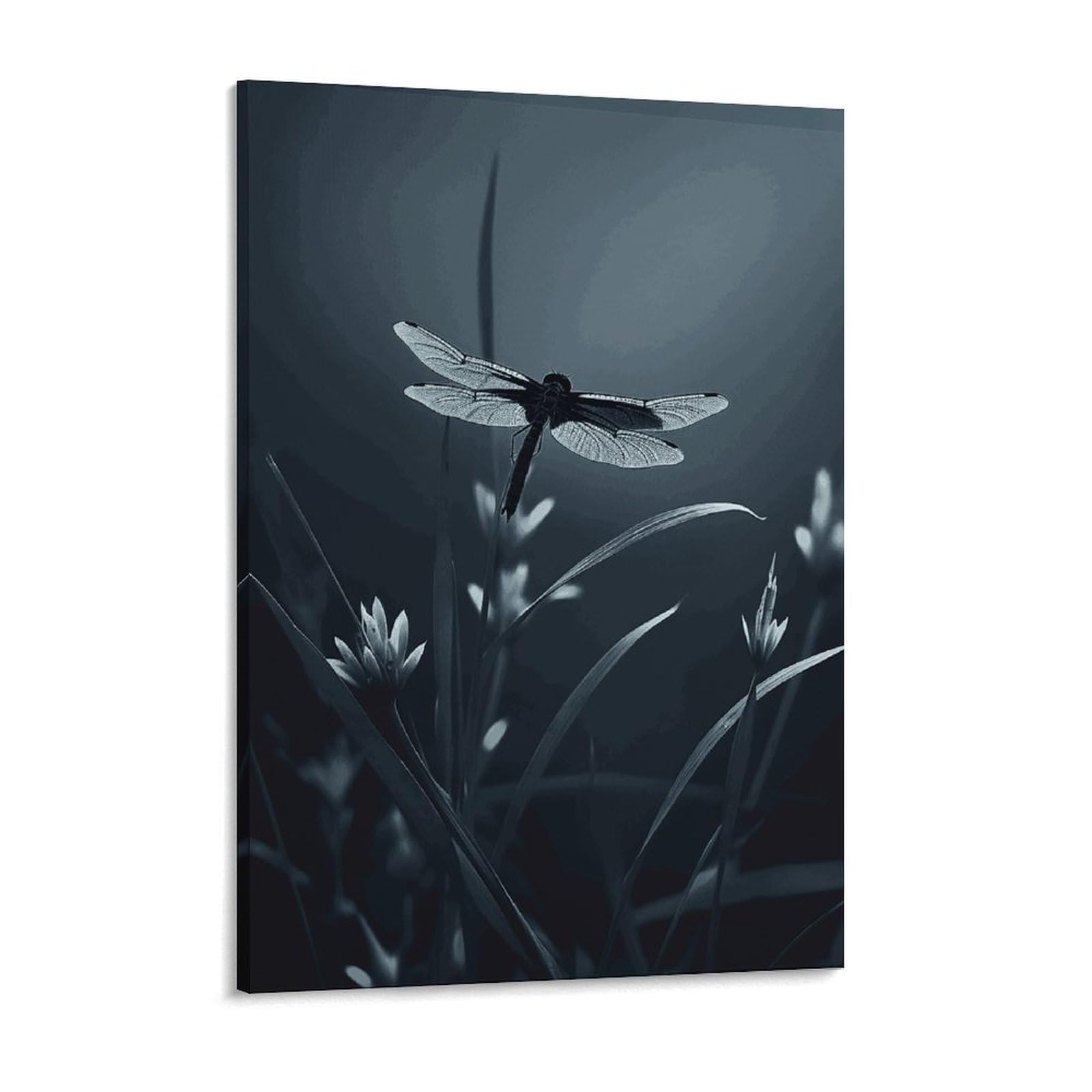 Dragonfly Silhouette Canvas Wall Art for Bedroom 18x24inch Canvas Prints Artwork for Walls Modern Picture Artwork Painting for Living Room Aesthetic Wall Paintings for Bathroom Kitchen Office