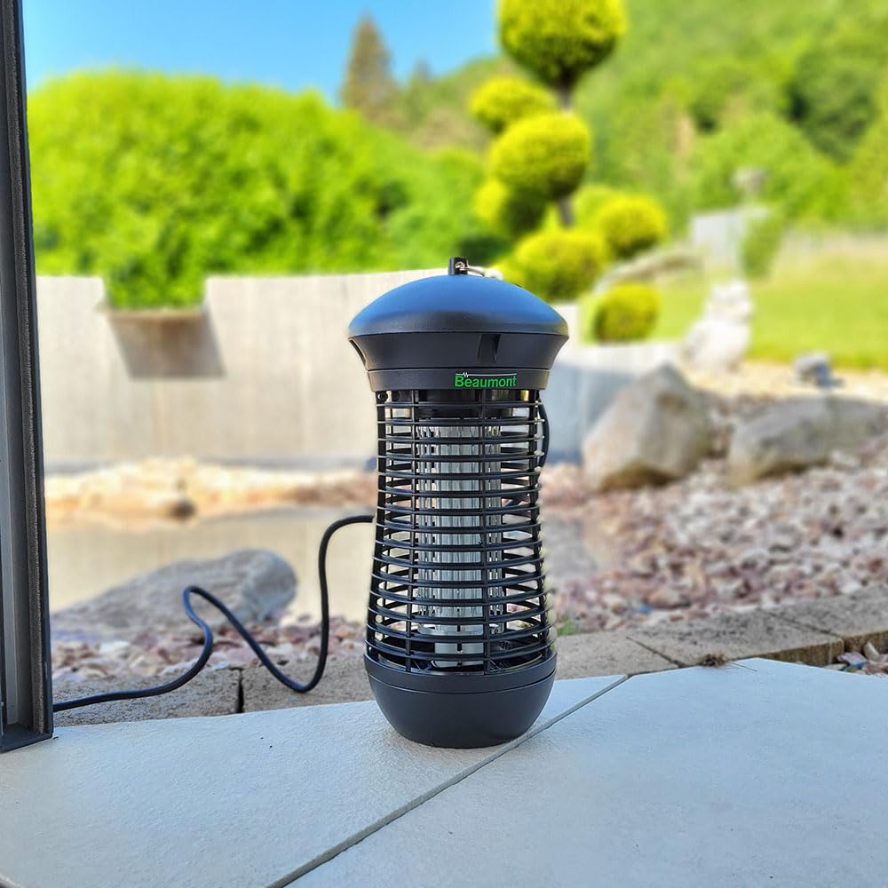BEAUMONT - Lampe UV Anti-moustiques Mouches et Insectes Volants - Destructeur/Exterminateur Électrique sans Produit Chimique - Résiste à la Pluie - 18 W Couverture 160 m² - Piège Puissant et Efficace