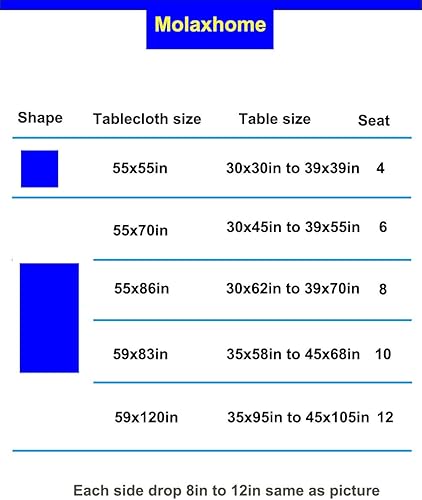 Miniatura 7 de Molaxhome Manteles rectangulares de algodón gris de 55 x 86 pulgadas, manteles bordados con hojas a prueba de polvo para mesa de cocina y comedor