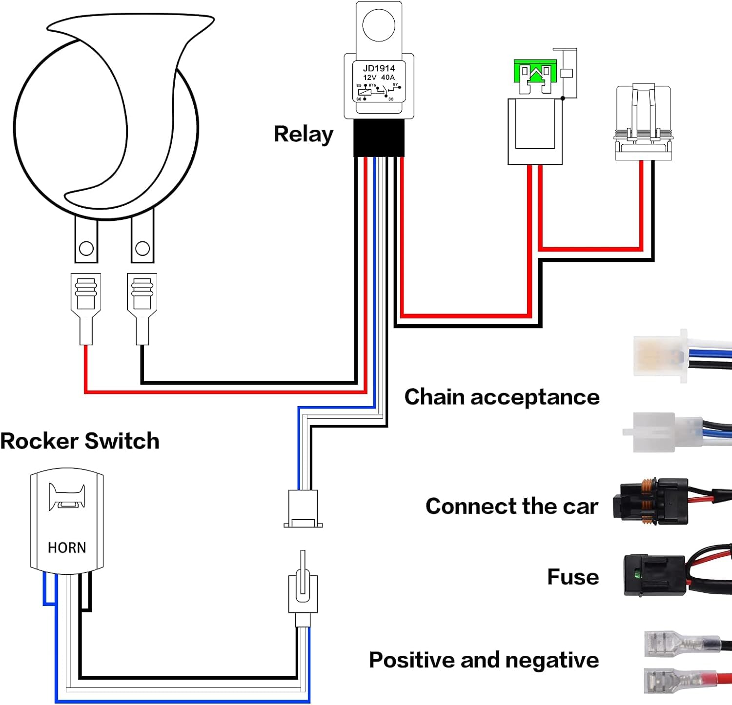 Gebildet Etanche 12V 20A Kit de Faisceau D'interrupteur à Bascule de klaxon Laser, Interrupteur à Bascule Marche/arrêt Rétroéclairé par LED + kit de Faisceau de câblage de Relais pour Camion, Voiture