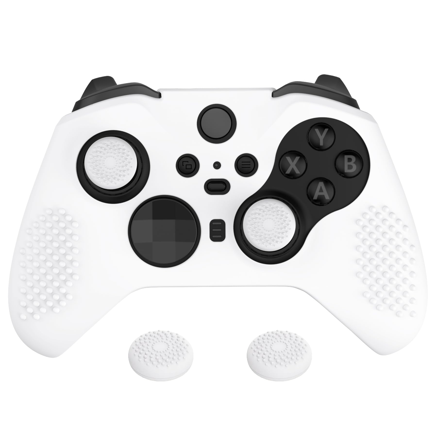 eXtremeRatePlayVital White Soft Anti-Slip Silicone Cover Skins for Xbox One Elite Controller Series 2, Custom Protective Case for Xbox Elite Series 2 Core Controller with Thumb Grips