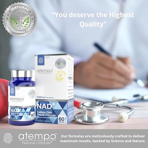 Miniatura 7 de Suplemento NAD+ de 1000 mg de alta absorción, apoya la energía, la salud celular, la función cerebral y el envejecimiento saludable, fórmula pura de