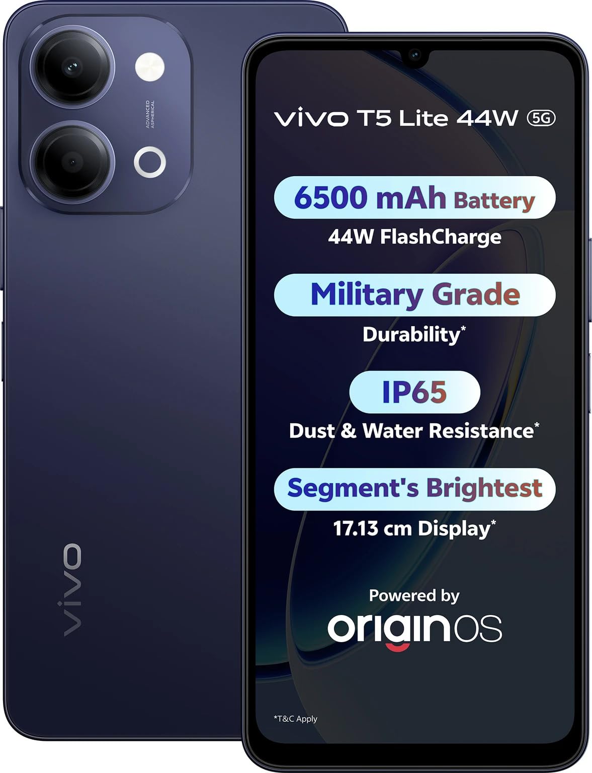 vivo T5 Lite 5G Smartphone, Twilight Shadow, 256 GB, 6 GB