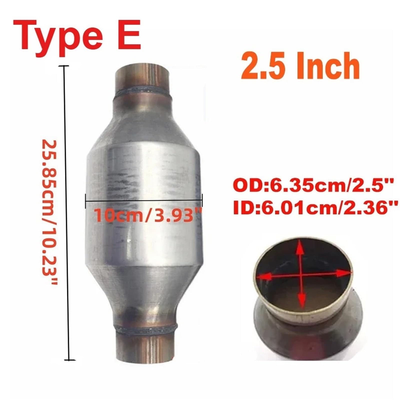 Catalizzatore Catalitico Convertitore catalitico universale per auto da 2,5'' pollici 63,5 mm, sensore di ossigeno,catalizzatore ad alto flusso, acciaio inossidabile Euro 1