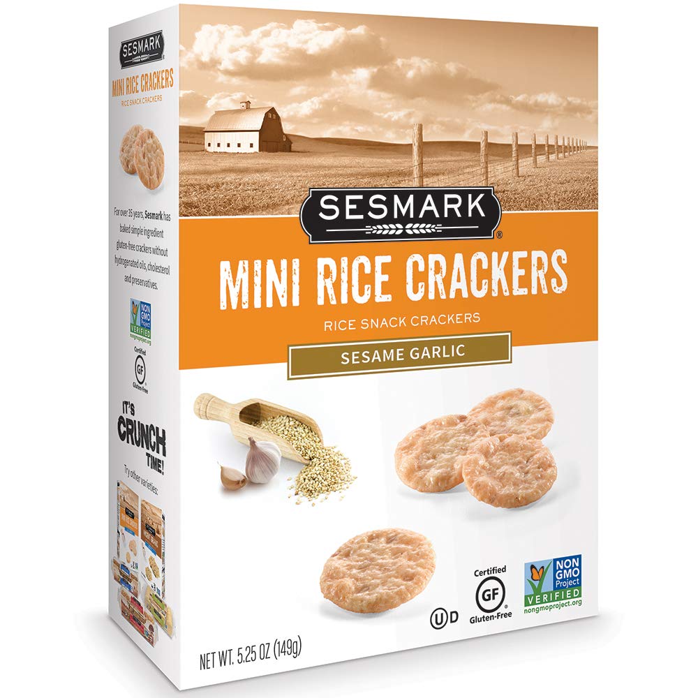 Amazon.com : Sesmark Mini Rice Crackers Sesame Garlic - Non GMO Project ...