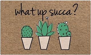 What Up Succa Door Mat, Green Cactus Flower Door Mat, Welcome Entrance Door Mat, Indoor/Outdoor, Low-Key Green Welcome Carpet Home Decoration