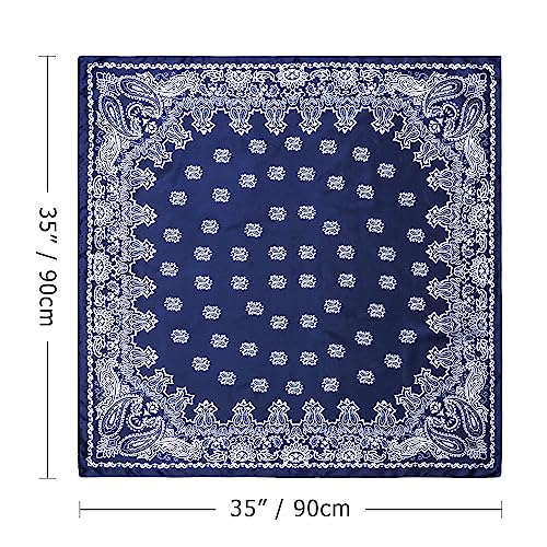 Image of DRESHOW 35 inch Large Square Satin Head Scarf - 4Pcs Silk Accessories Classic Patterned Squares Beach Bandanas for Women