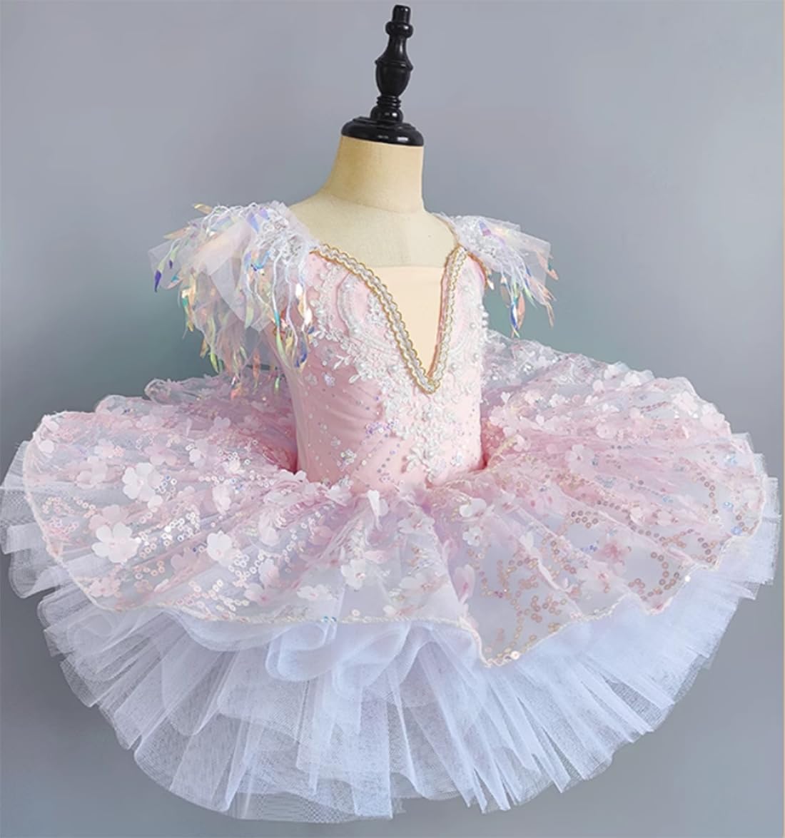 Tutú de Ballet Profesional para niñas, diseño de panqueque con Plato de Lago de los Cisnes, Vestido de Fiesta de Bailarina