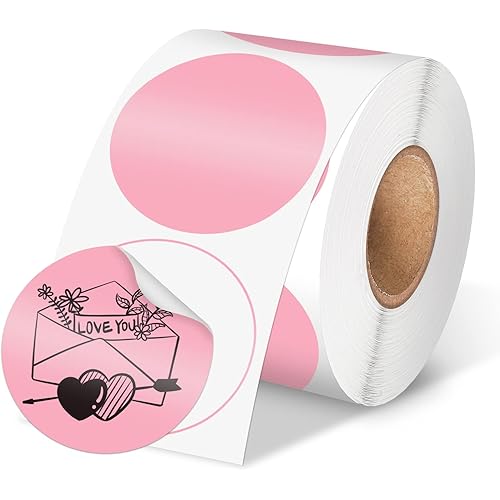Phomemo 2” Color Circle Thermal Label, Self-Adhesive Round Sticker Label, Circular Direct Thermal Printer Label for Phomemo 241bt, D520BT, B246D Label Printer, 750 Labels/Roll, Pink