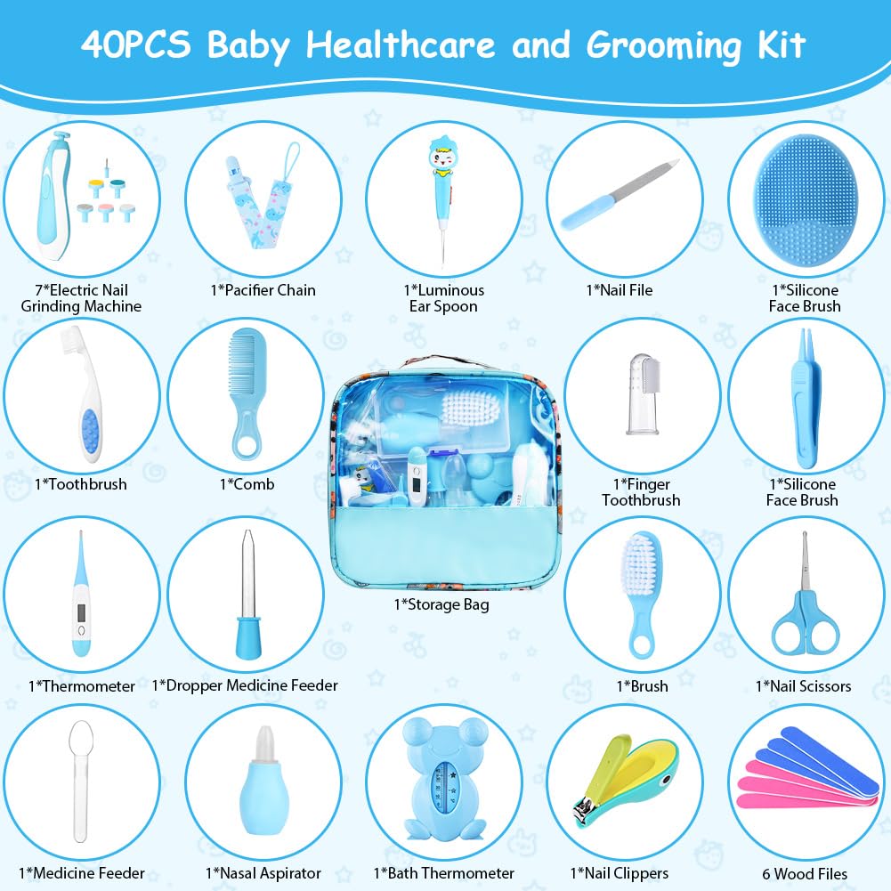 HAGOT Baby Healthcare and Grooming Kit, Newborn Baby Care Accessories with Hair Brush, Comb, Nail Clippers, Thermometer - Image 2