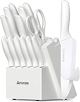 Vista 1 de Astercook Knife Set for Kitchen 15 Piece with Block and Sharpener Kitchen Knives with Ceramic Coating Sharp Blade Dishwasher Safe Deba Knives with