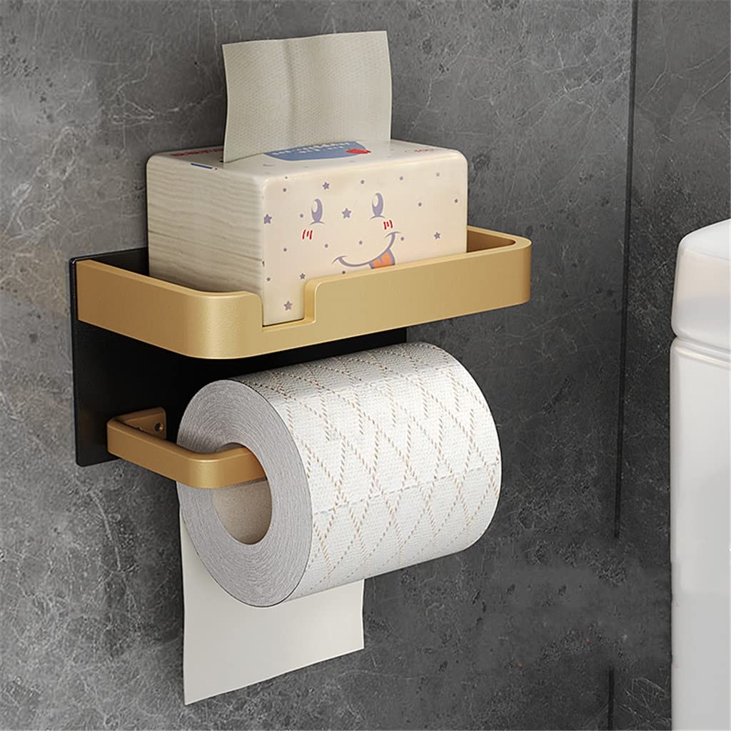 Bathroom Paper Holder Aluminum Roll Phone Shelf Mobile Towel Rack Toilet Tissue Box(Gray)