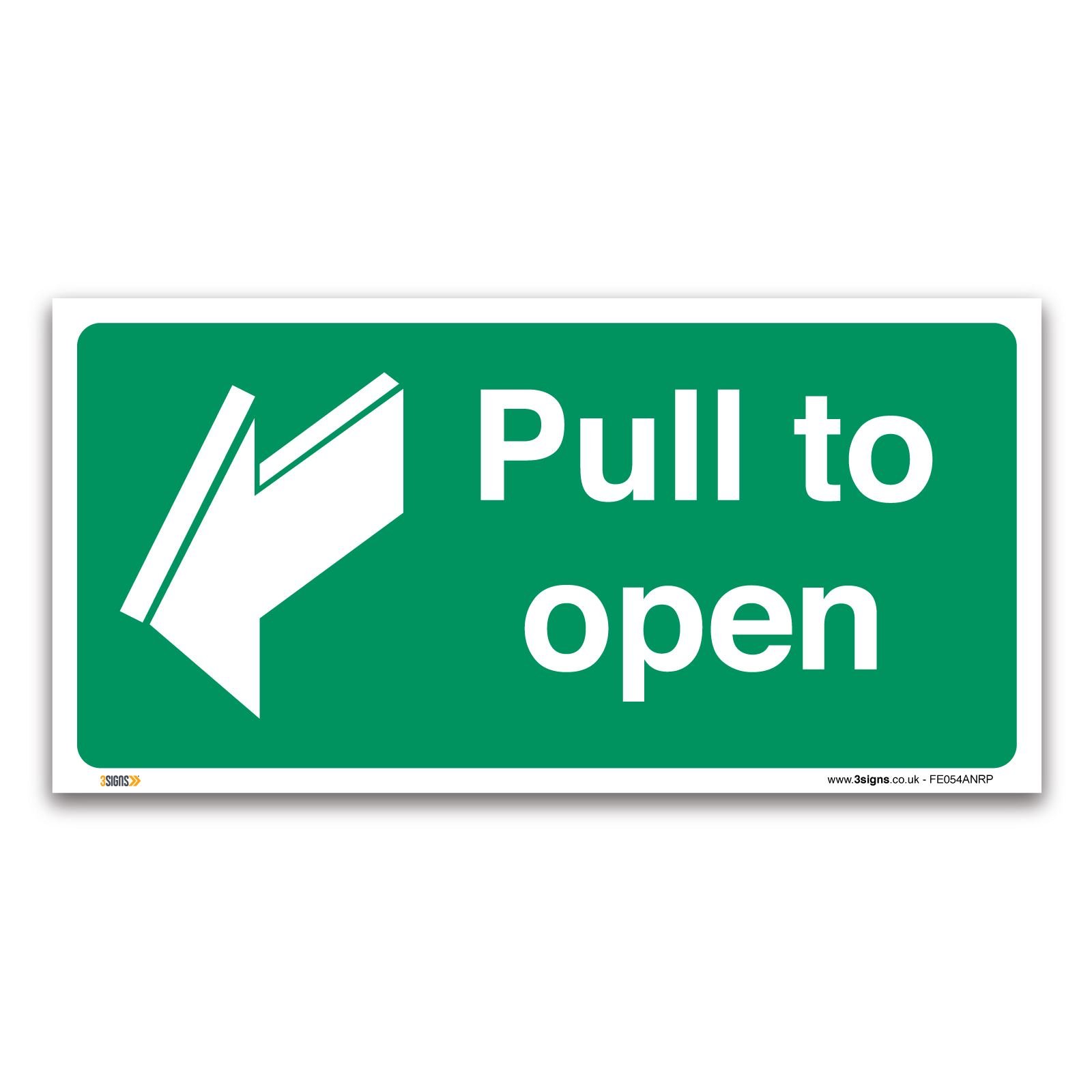 Buy Pull to open Fire exit Sign, 1mm Rigid Plastic 100x50mm, British