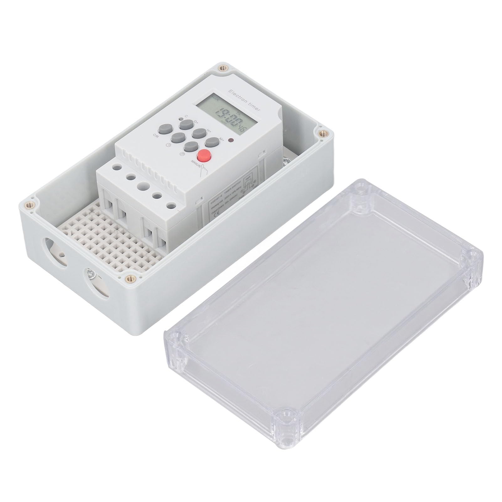 Pool Pump Timer, Automatic On Off, 7 Day Programmable, Waterproof, 2 Water Outlets, Lithium Ion Battery, for Swimming Pool Pumps, Heaters, Filters (DC 12V)