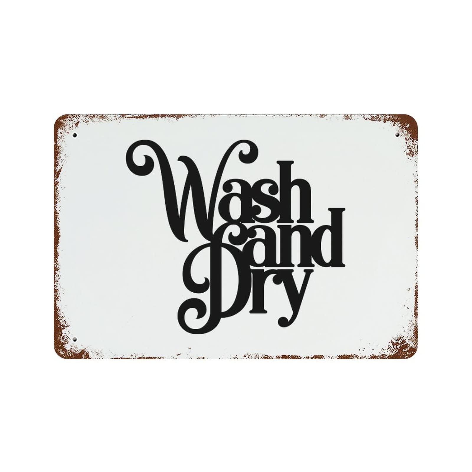 Panneau en métal Wash and Dry au style rétro authentique de grand format