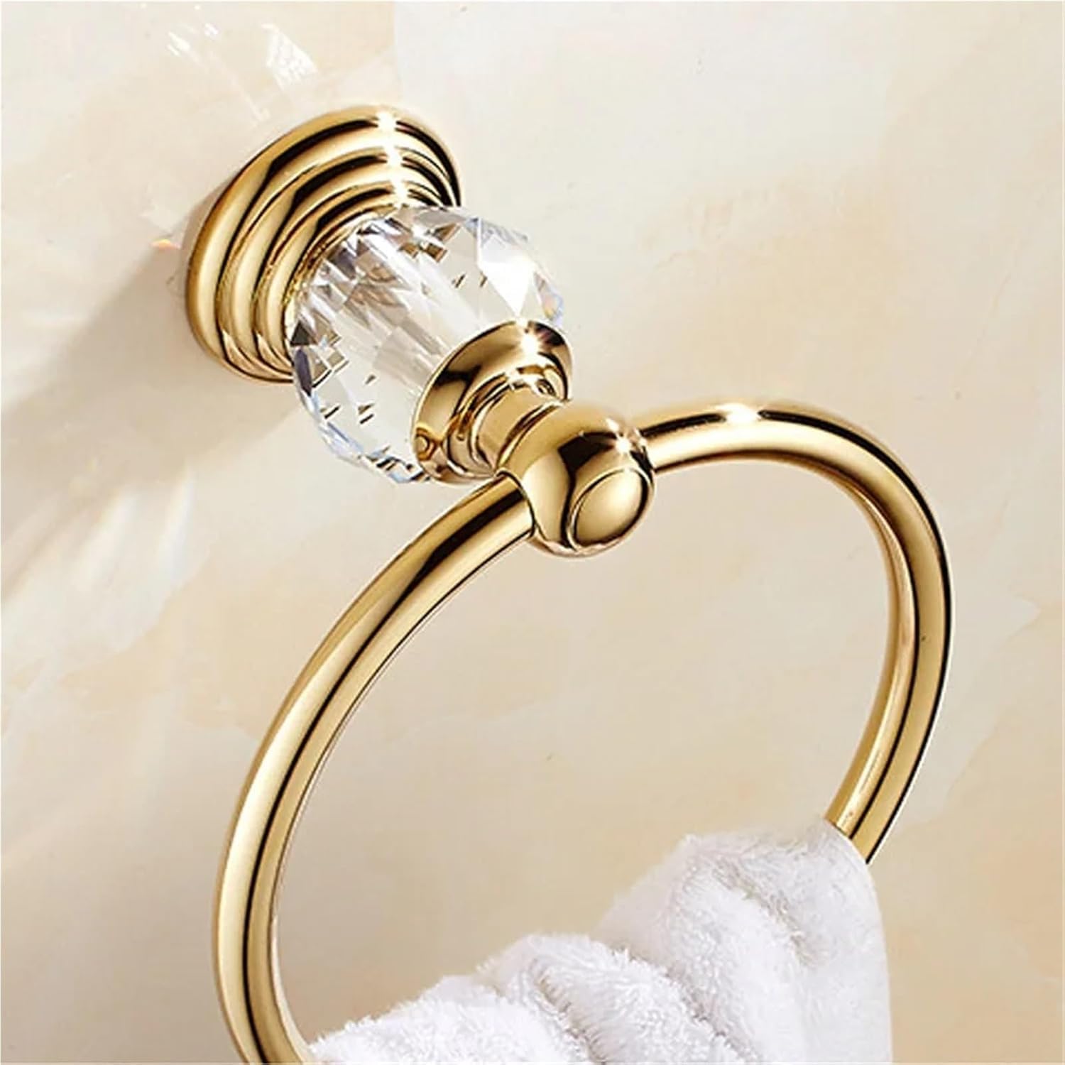 Toallero, acabado de baño, toallero redondo acero inoxidable montado en la pared, diámetro interior 15,8 cm(Gold)