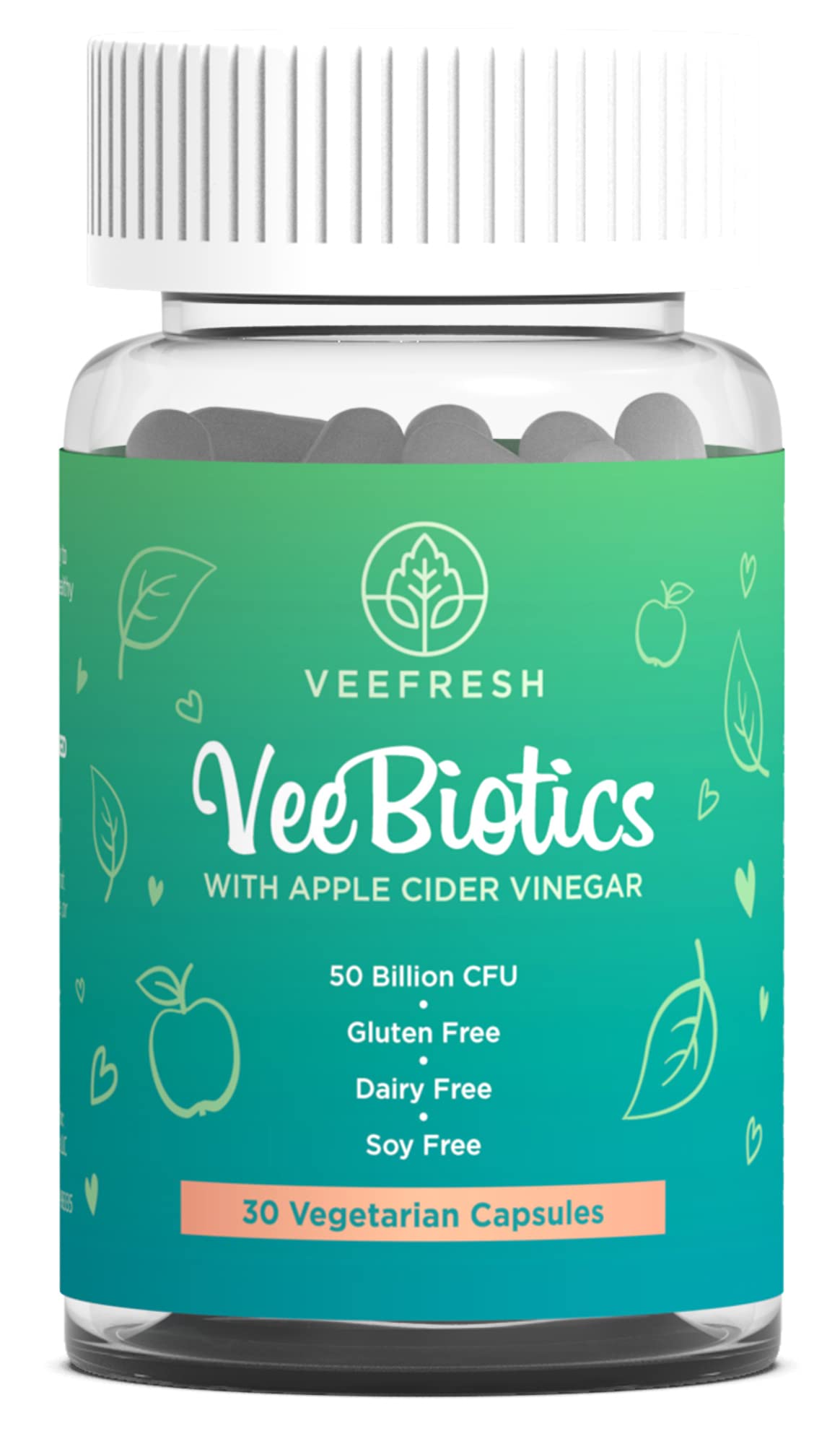 VeeFresh VeeBiotics Probiotic for Women - 50 Billion CFU Candida Complex - Candida Support for Digestive Immune Vaginal & Urinary Health - Candida Cleanse for Enhanced Wellbeing - 30 Vegan Capsules