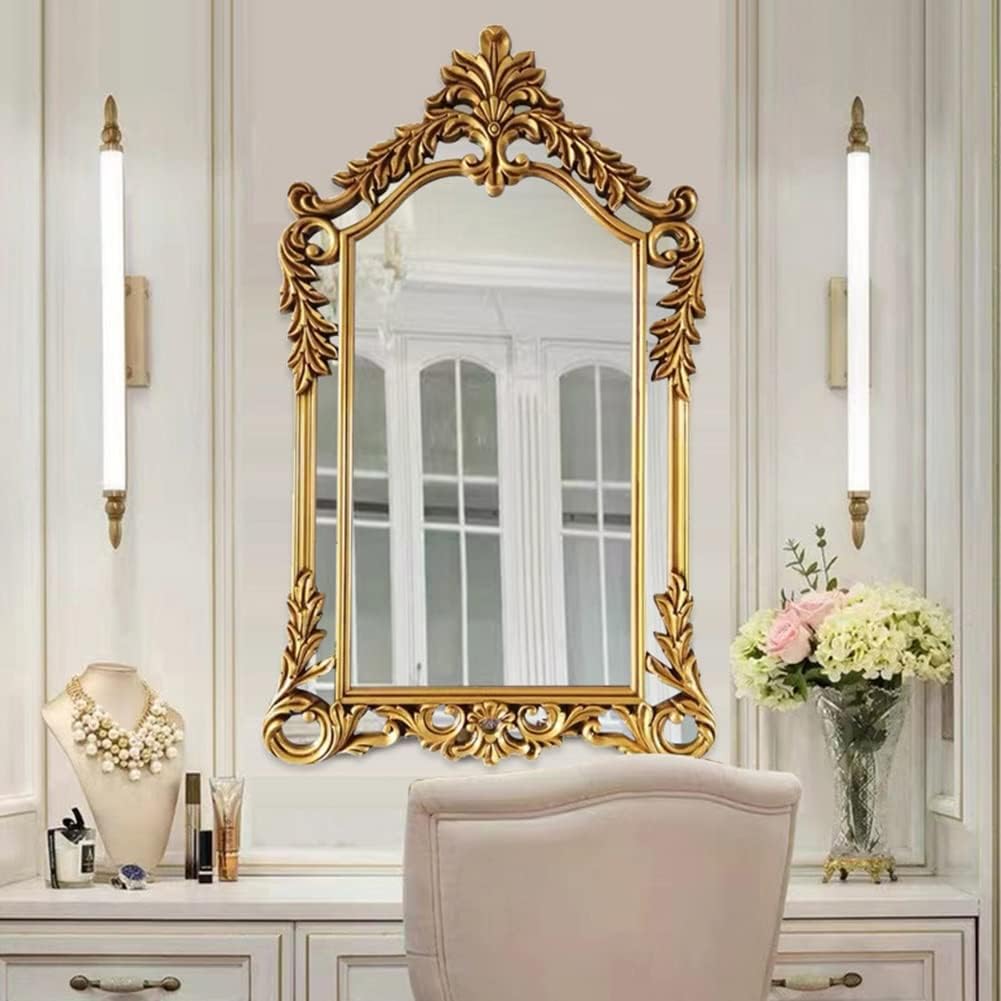 Vintage Wall Mirror Large, Antique Gold Ornate Baroque Frame Mirror, European Antique Looking, French Style Hanging Mirror for Vanity, Bathroom, 47''X30''
