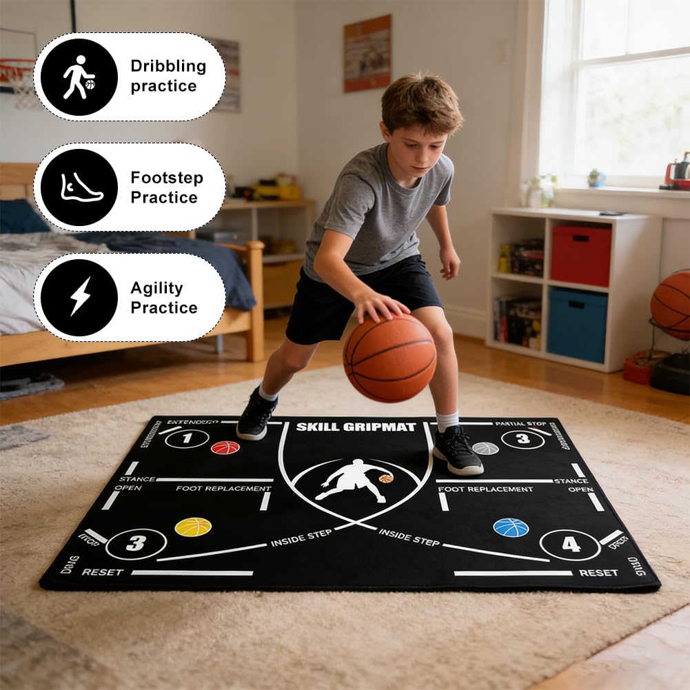 Esterilla de Baloncesto y Fútbol Esterilla de Entrenamiento, Esterilla Antideslizante Para Bloquear en Fútbol, Control Del Balón y Entrenamiento de Pasos, 120 x 86 cm