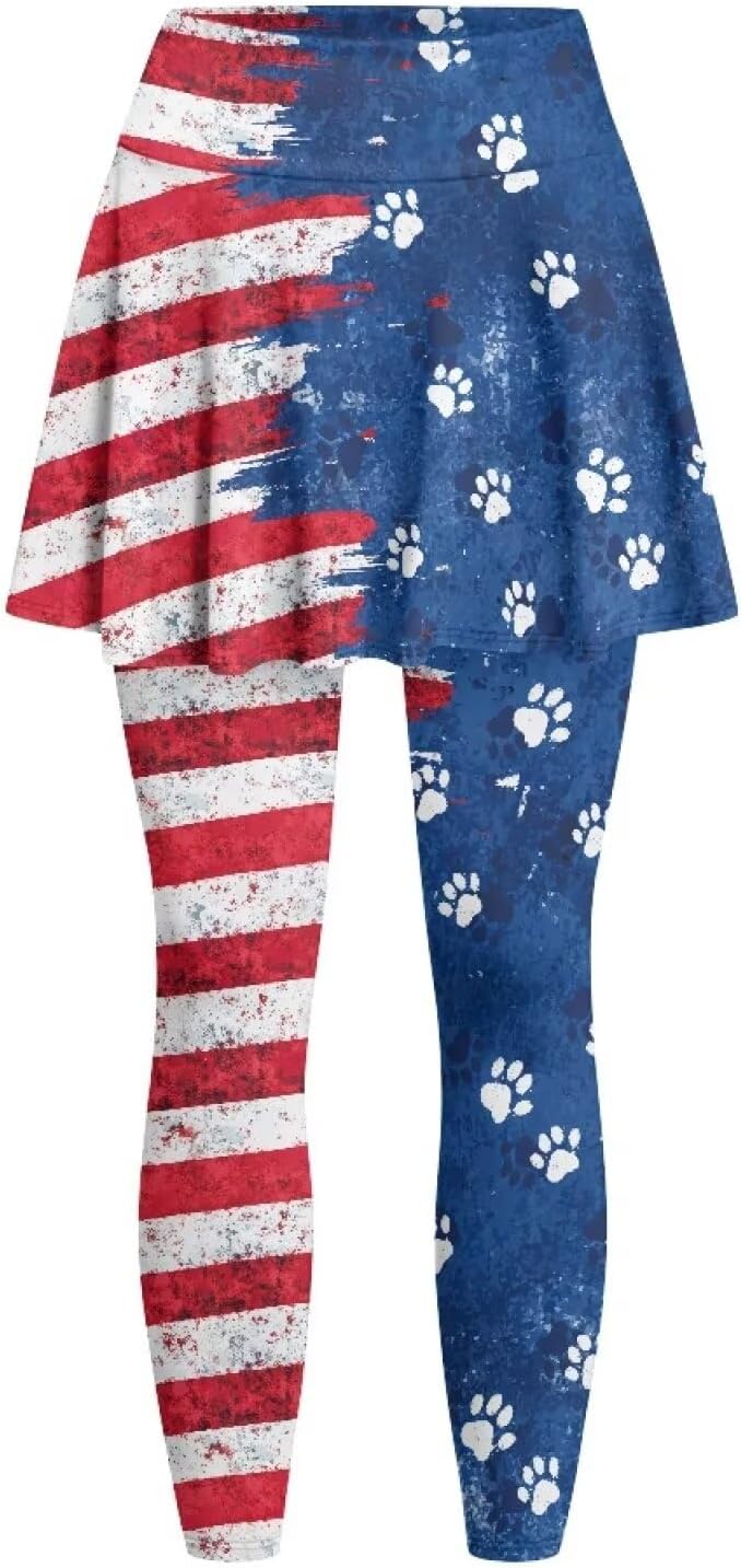 Biyejit Skirted Leggings for Women Tennis Golf Skorts Capris Gym Yoga Legging with Skirts Plus Size XS-3XL