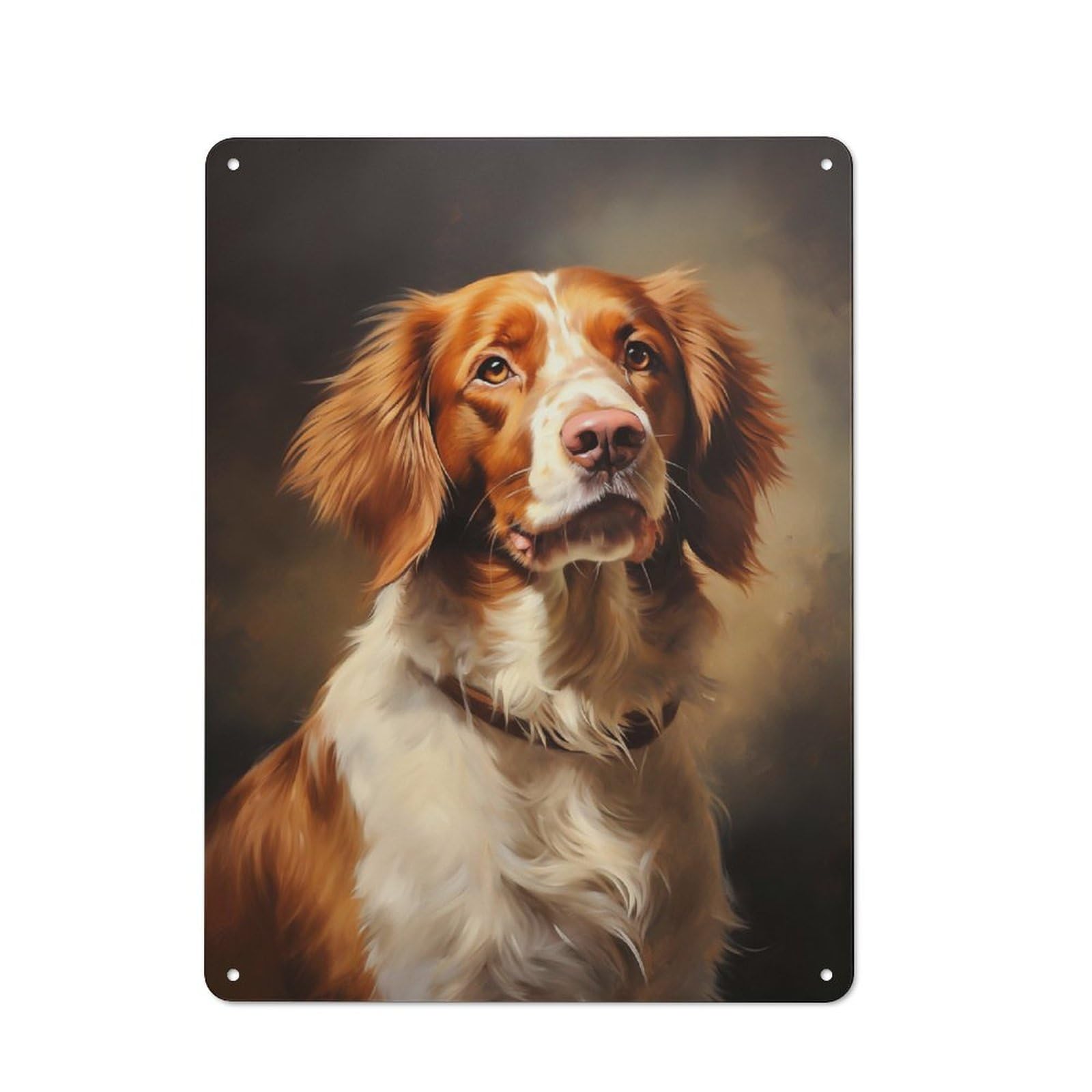 Junmoney Brittany Spaniel Metal Wall Sign 40X30cm Featuring For Café Or Restaurant, A Decorative Metal Sign For Cafés And Restaurants