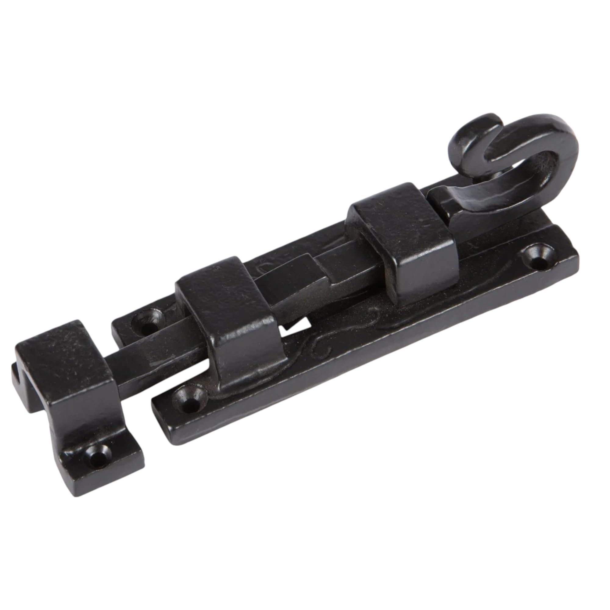 Manor Cast Iron Surface Slide Tower Bolt, 110mm, Black, Suitable for Doors, Gates and Fences