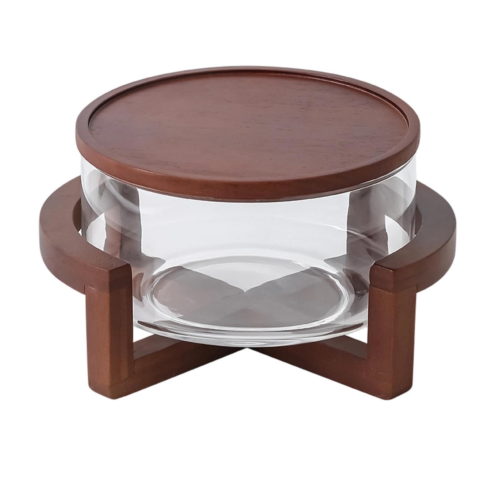 Generico in per frutta Capacità 1800ml con Base in Legno | Decorativa Trasparente per Cucina Famiglia Cena Festa Pasta Frutta Verdura Dolci Snack