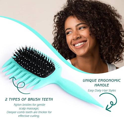 Miniatura 3 de 1 cepillo grande de pelo rizado, cepillo de definición rizada, cepillo de pelo ventilado para dar forma, desenredar y definir rizos para mujeres y