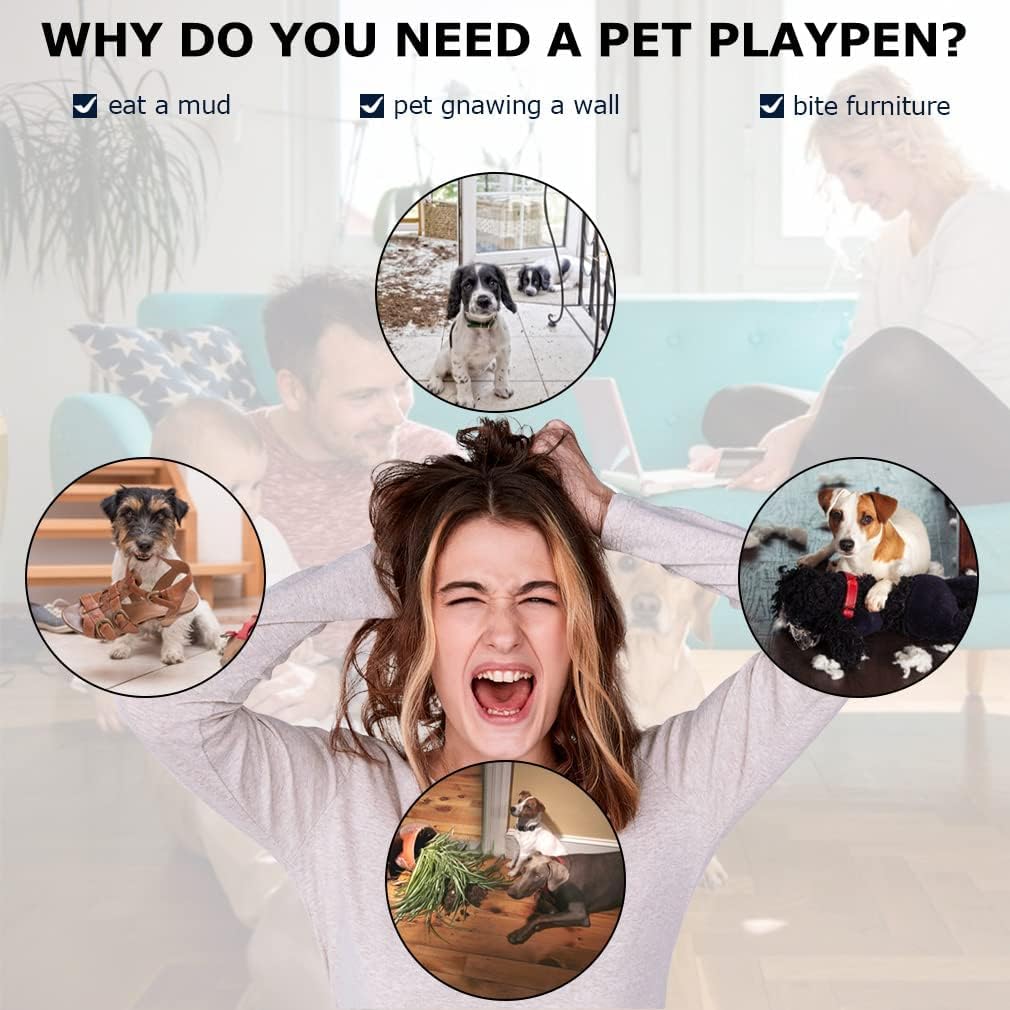 BestPet Dog Crate for Large Medium Dogs Dog Cage Kennel 24/30/36/42/48Inches Pet Playpen Folding Indoor Outdoor Double Door Travel Metal Dog Pen with Plastic Tray (48 in) : Pet Supplies