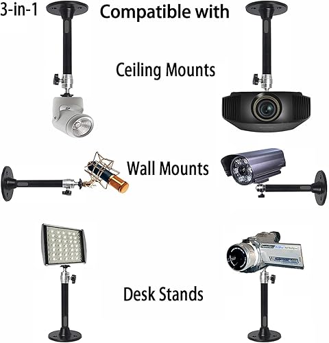 Miniatura 2 de 2-Be-Best Soporte de pared para mini proyector, negro, 7.9 pulgadas, 360, para proyectores ajustables de 360, soporte de suspensión para proyectores