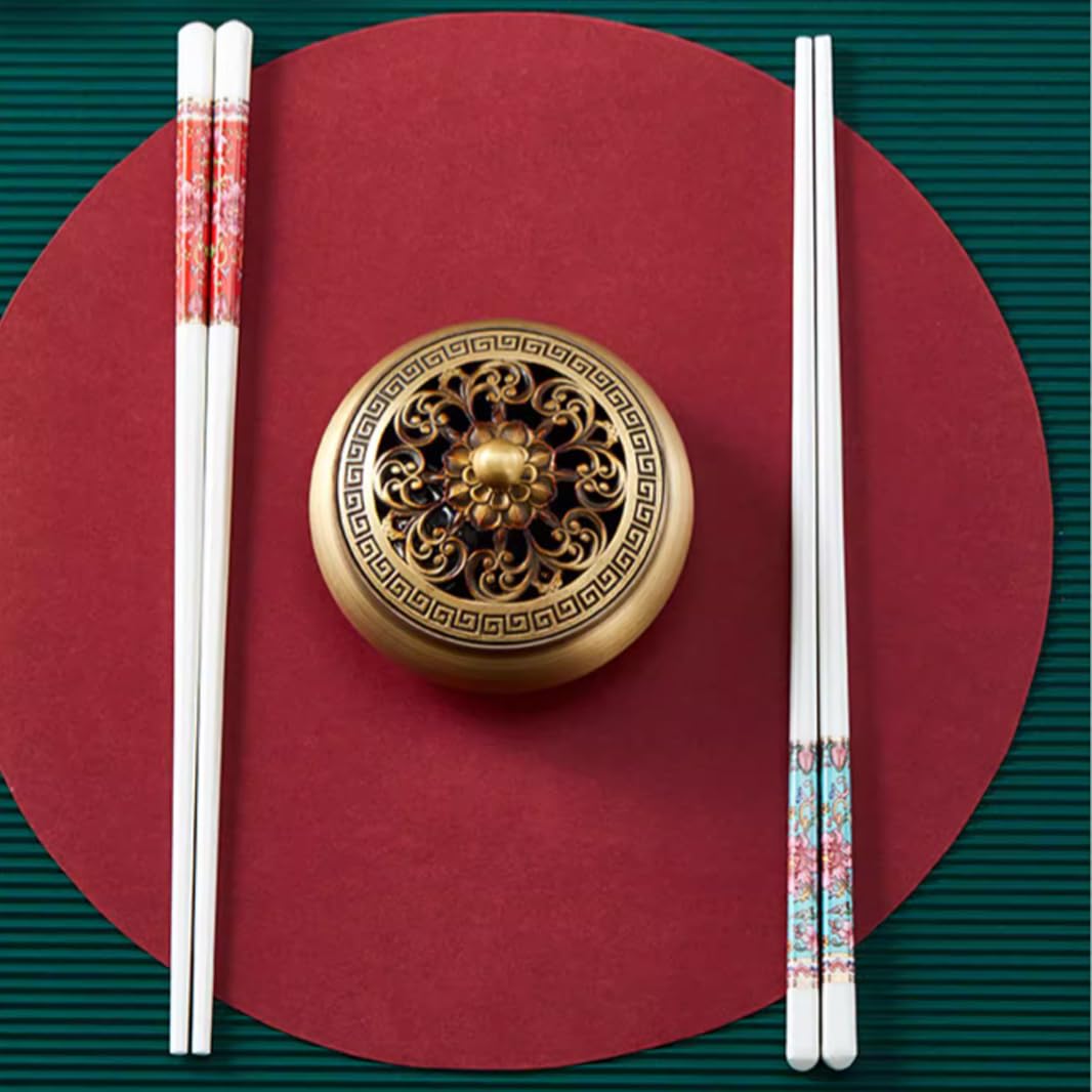 Coffret Cadeau de 10 Paires de Baguettes en Porcelaine Chinoise, réutilisables et lavables au Lave-Vaisselle, avec étui, Baguettes antidérapantes en céramique o(R)