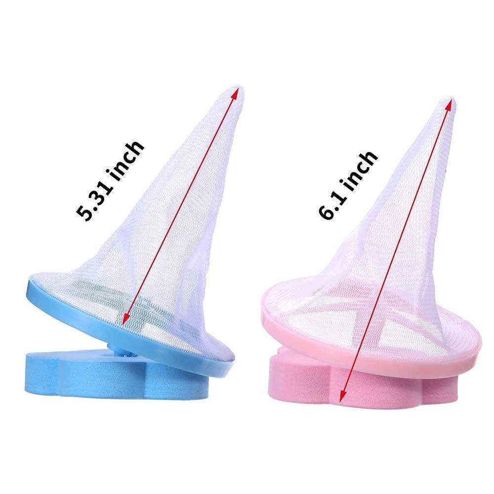 4 Pieces Household Reusable Washing Machine Floating Lint Mesh Bag Hair Filter Net Pouch Cloth For Cleaning (Blue and Pink)