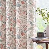 Vangao Blickdicht Gardinen mit ösen 2er Set H245 x B132cm Rosa Grün Blumen Boho Stores Vorhänge Verdunkelnd mit Muster für Kinderzimmer Mädchen Wohnzimmer Küche Schlafzimmer Landhausstil Curtains