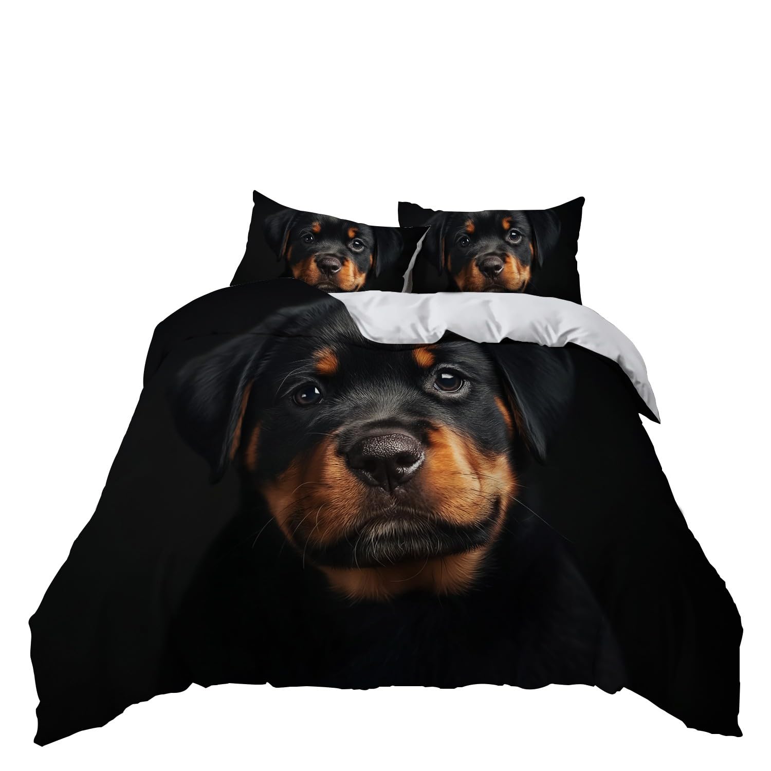 Juego de Ropa de Cama de 220 x 240 cm Rottweiler Marrón Oscuro, Funda de Almohada de 50 x 75 cm, Fundas de edredón de Microfibra con Ropa de Cama Adecuada para Cama Doble