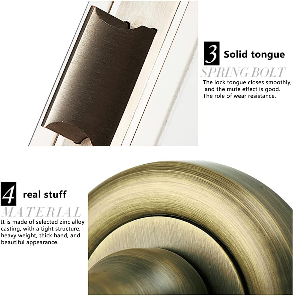 Golden Bronze Bedroom Door Knobs with Lock and Key - Durable Ceramic Handle with Mute Lock for Interior Use(ModelB)